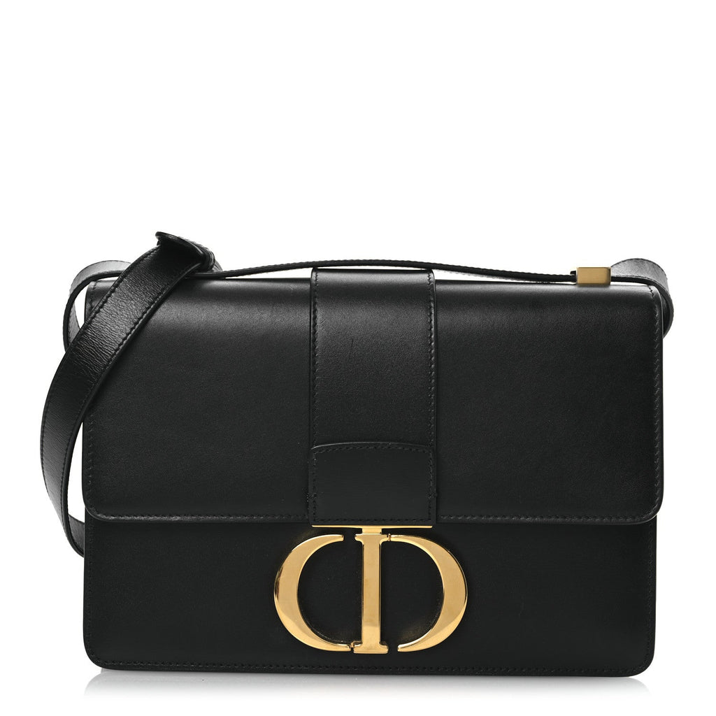 Box Calfskin 30 Montaigne Flap Bag Black