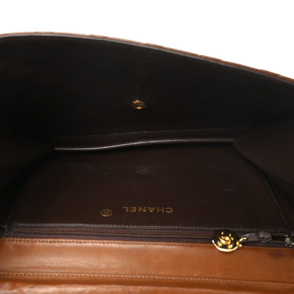 Lambskin Quilted Medium Single Flap Brown