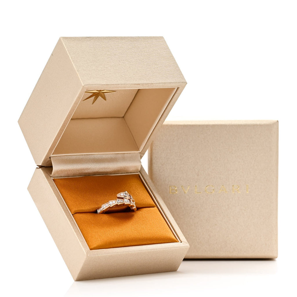 18K Rose Gold Diamond Serpenti Viper Pave Ring M