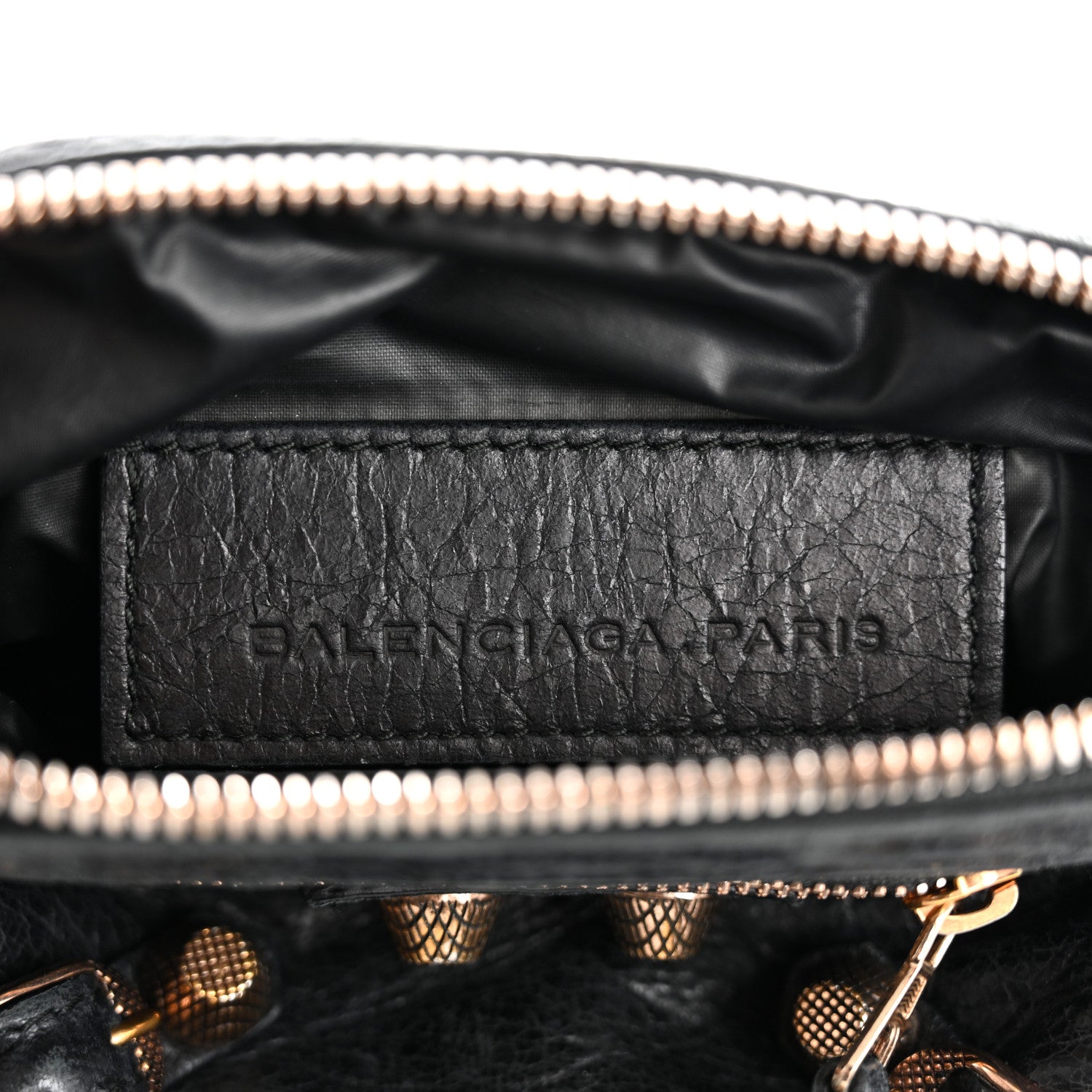 Agneau Giant 12 Rose Gold Hardware Pencil Case Black