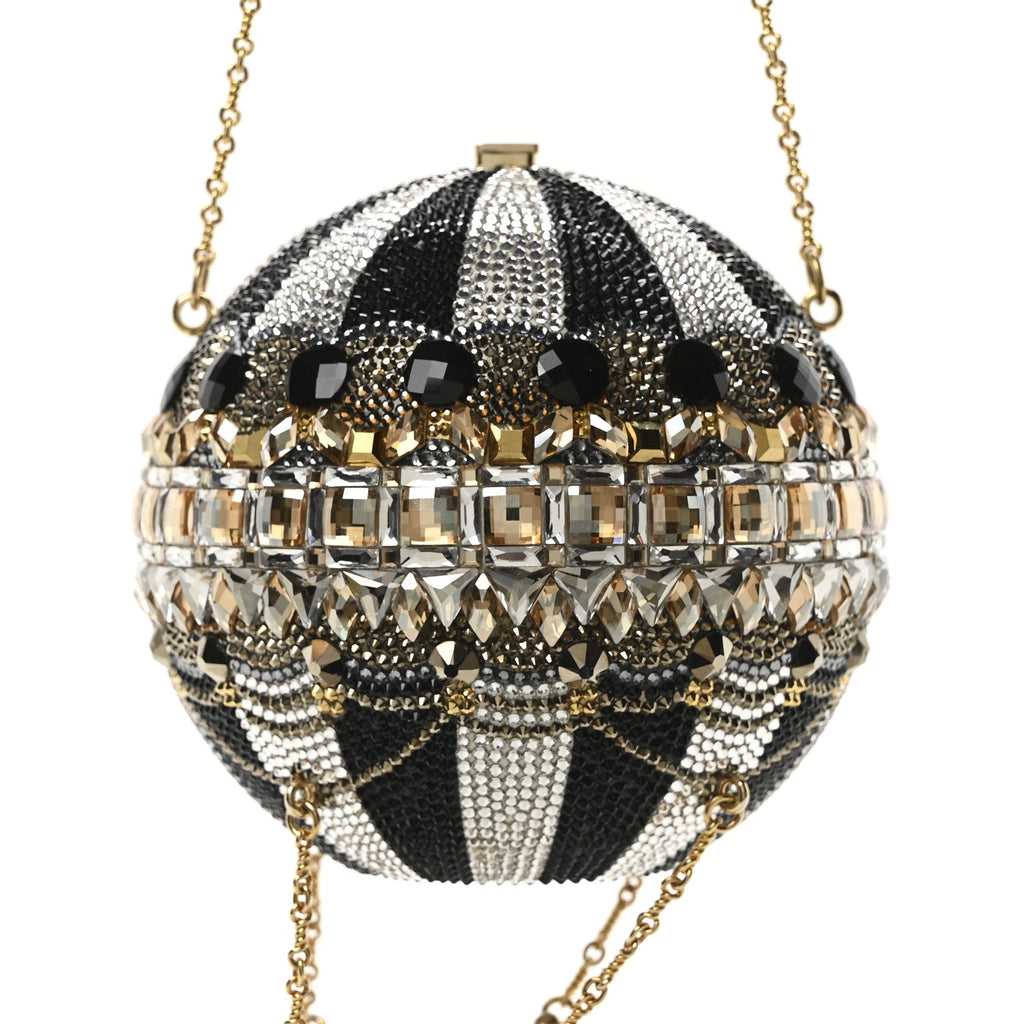 Crystal Pearl Amelia Hot Air Balloon Minaudiere Clutch Gold