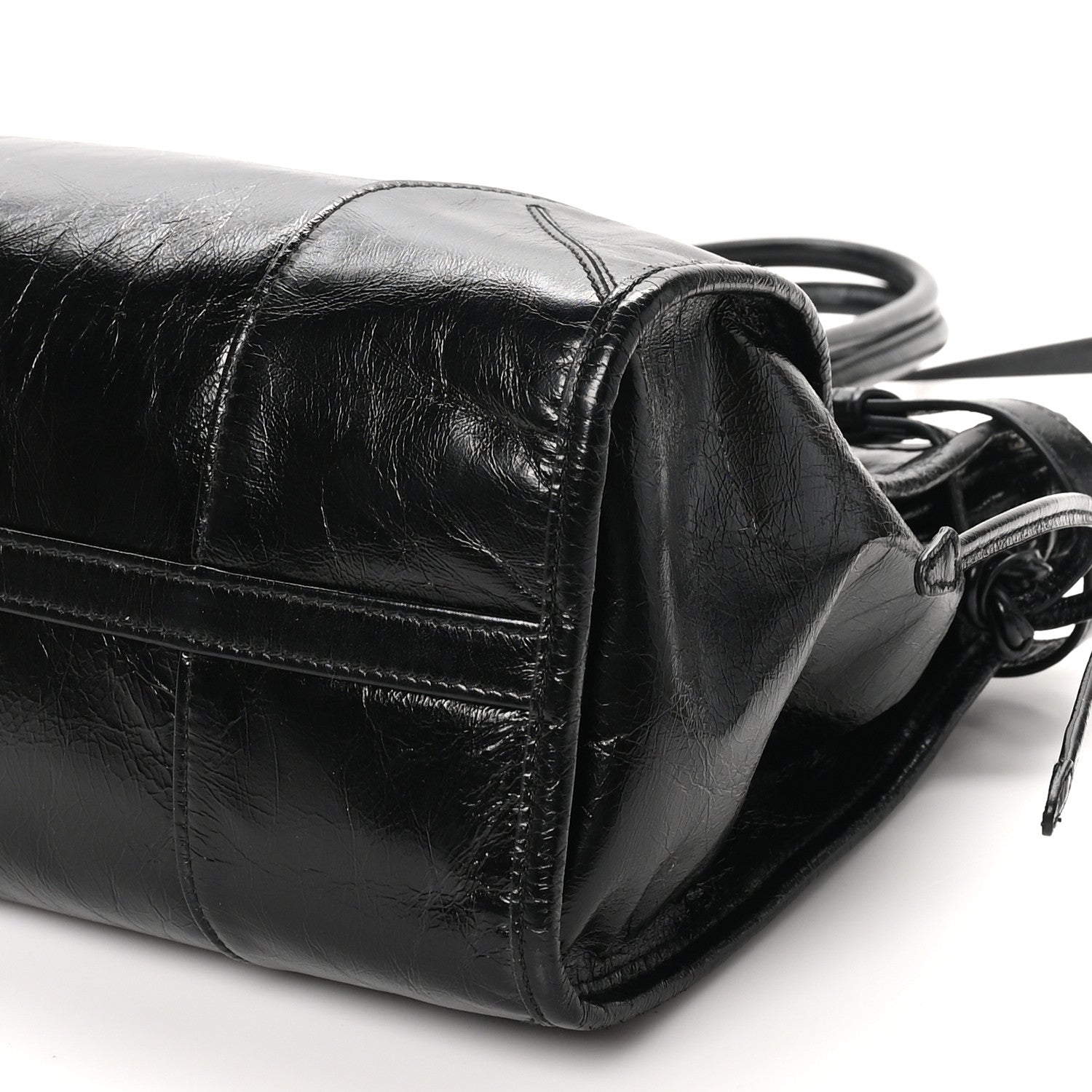 Glossy Calfskin Triangle Large Bonnie Shoulder Bag Black