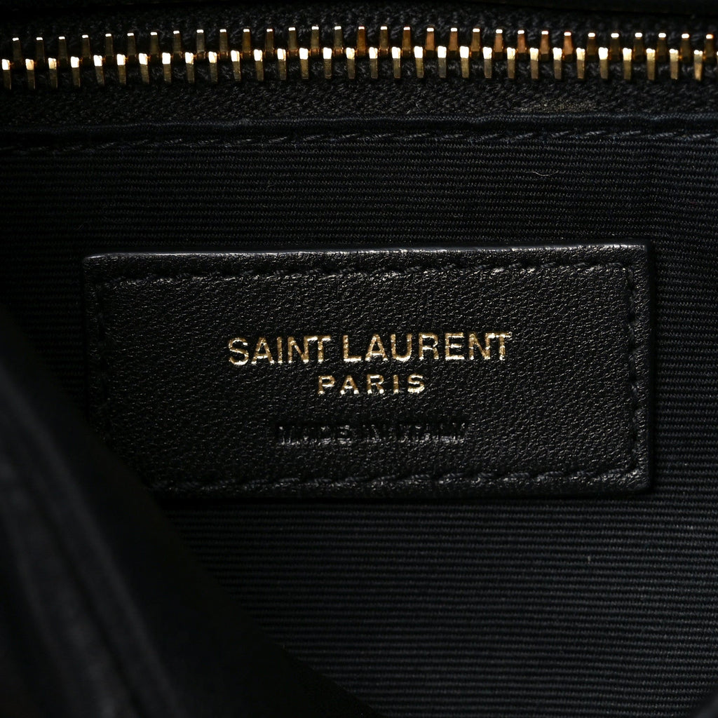 Lambskin Quilted Toy Loulou Puffer Monogram Chain Satchel Black