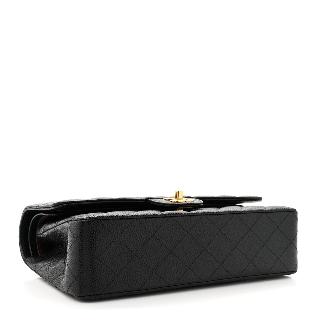 Caviar Quilted Medium Double Flap Black