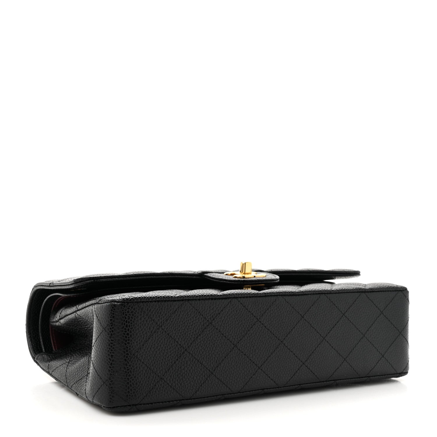 Caviar Quilted Medium Double Flap Black