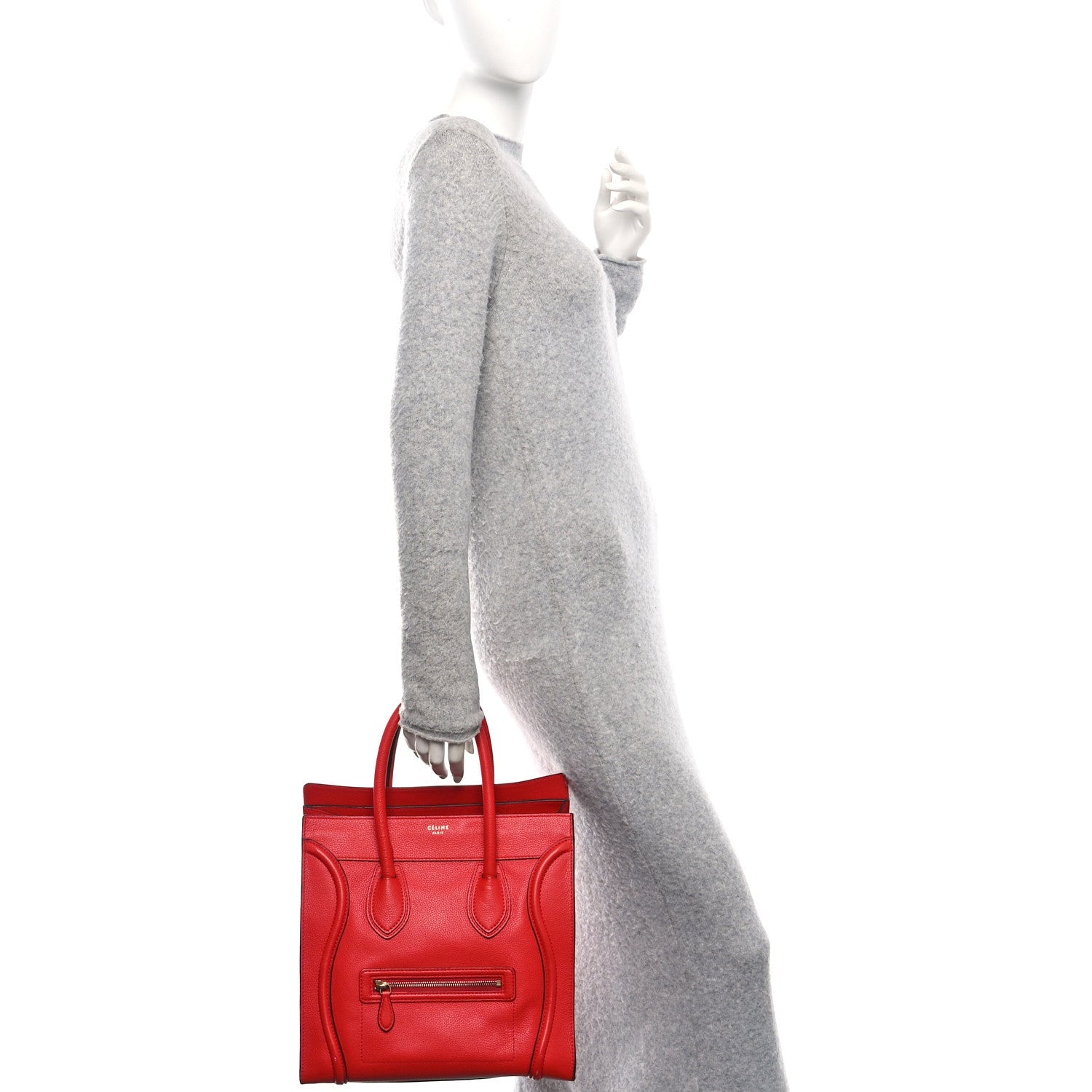 Drummed Calfskin Mini Luggage Coquelicot