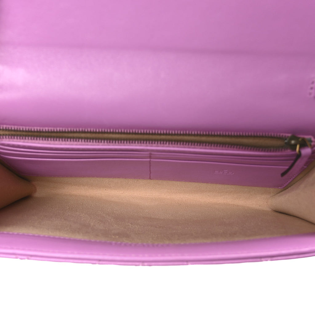 Calfskin Matelasse Mini GG Marmont Chain Wallet Candy Mousse