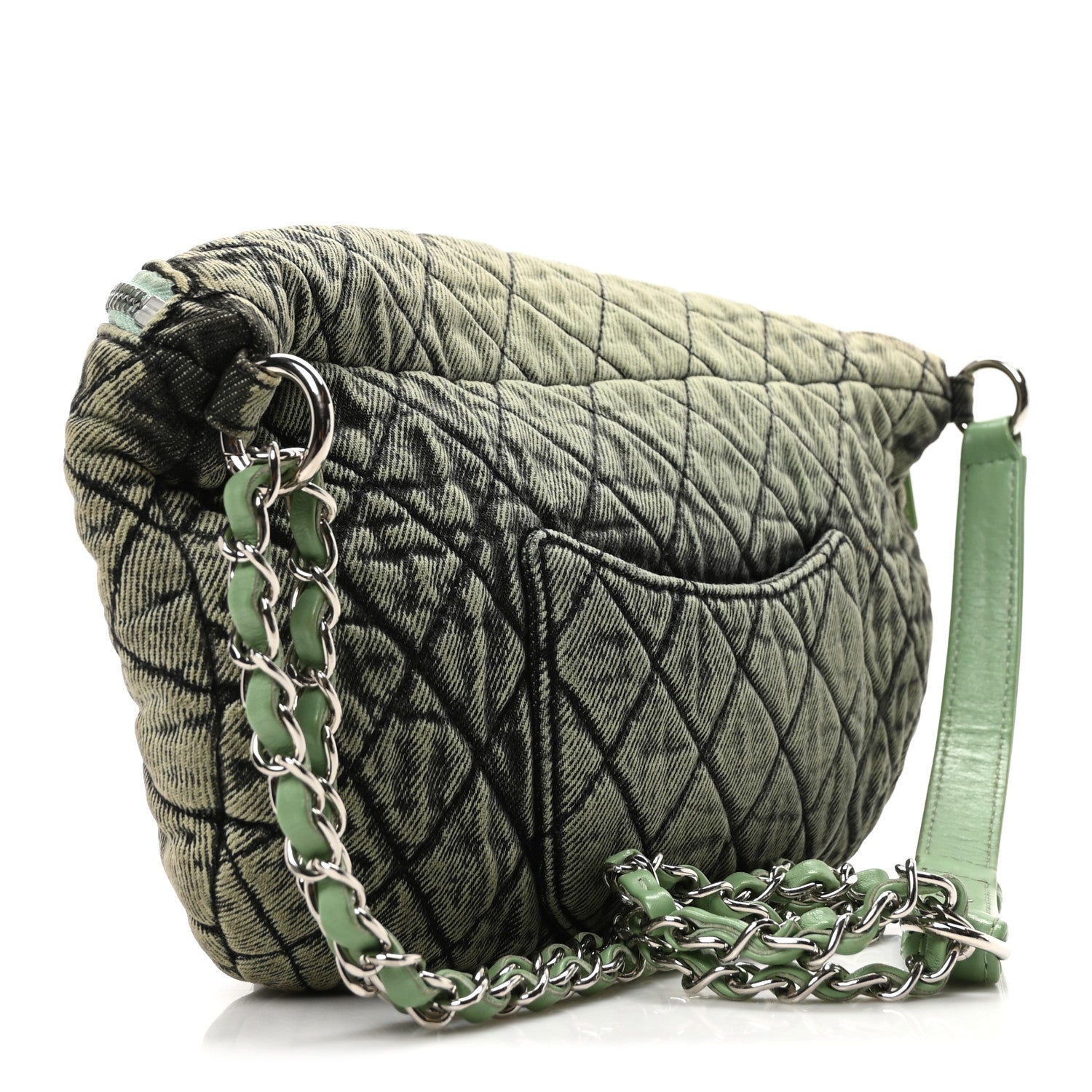 Denim Quilted Denimpression Waist Bag Green Black