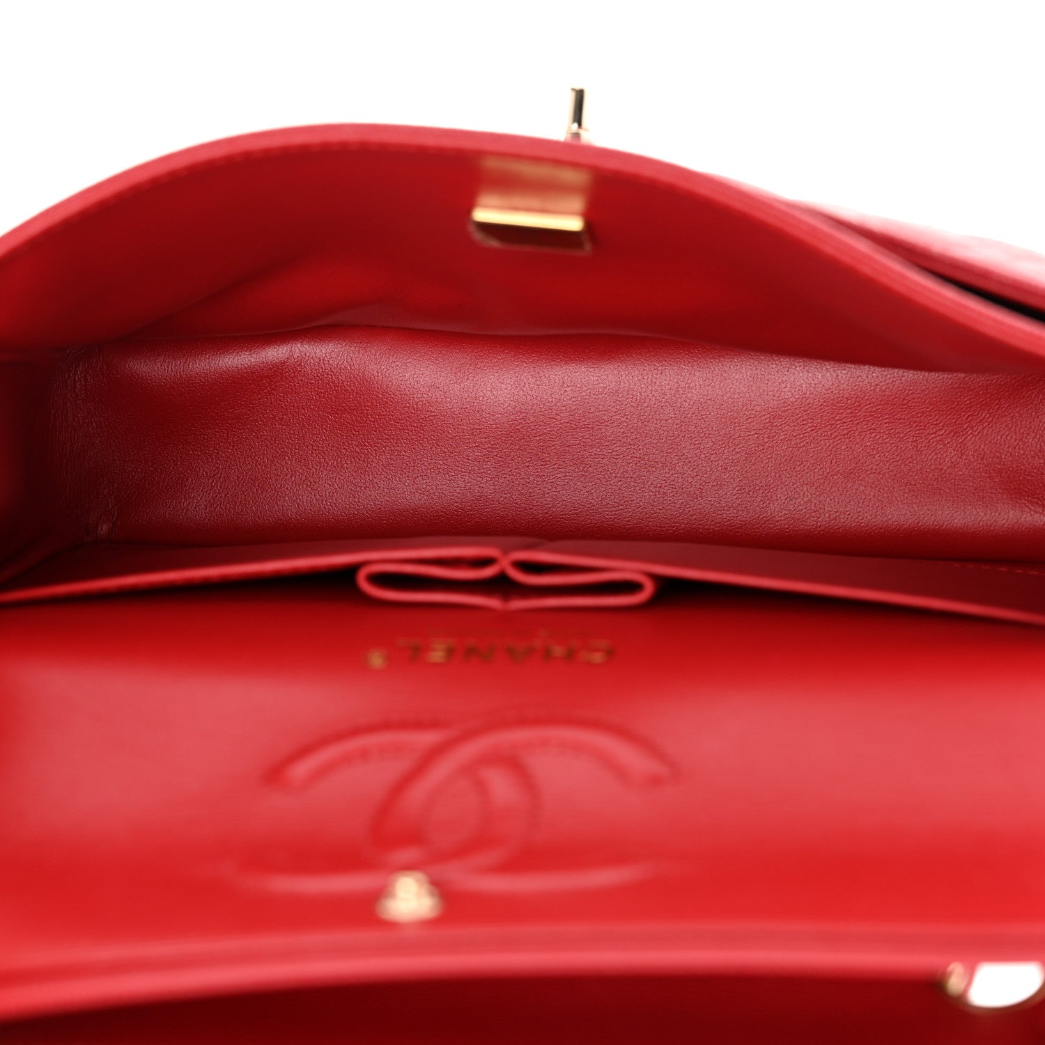 Caviar Quilted Small Double Flap Red