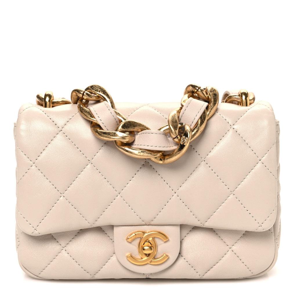 Lambskin Quilted Small CC Funky Town Flap Beige