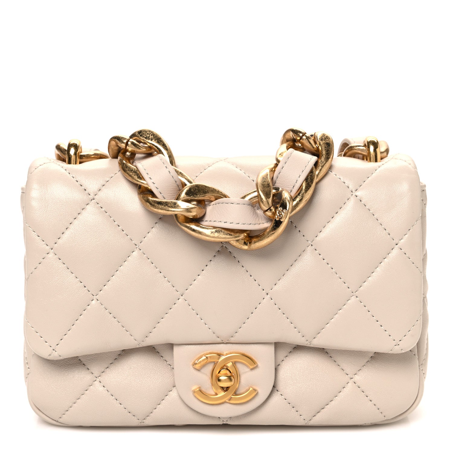 Lambskin Quilted Small CC Funky Town Flap Beige