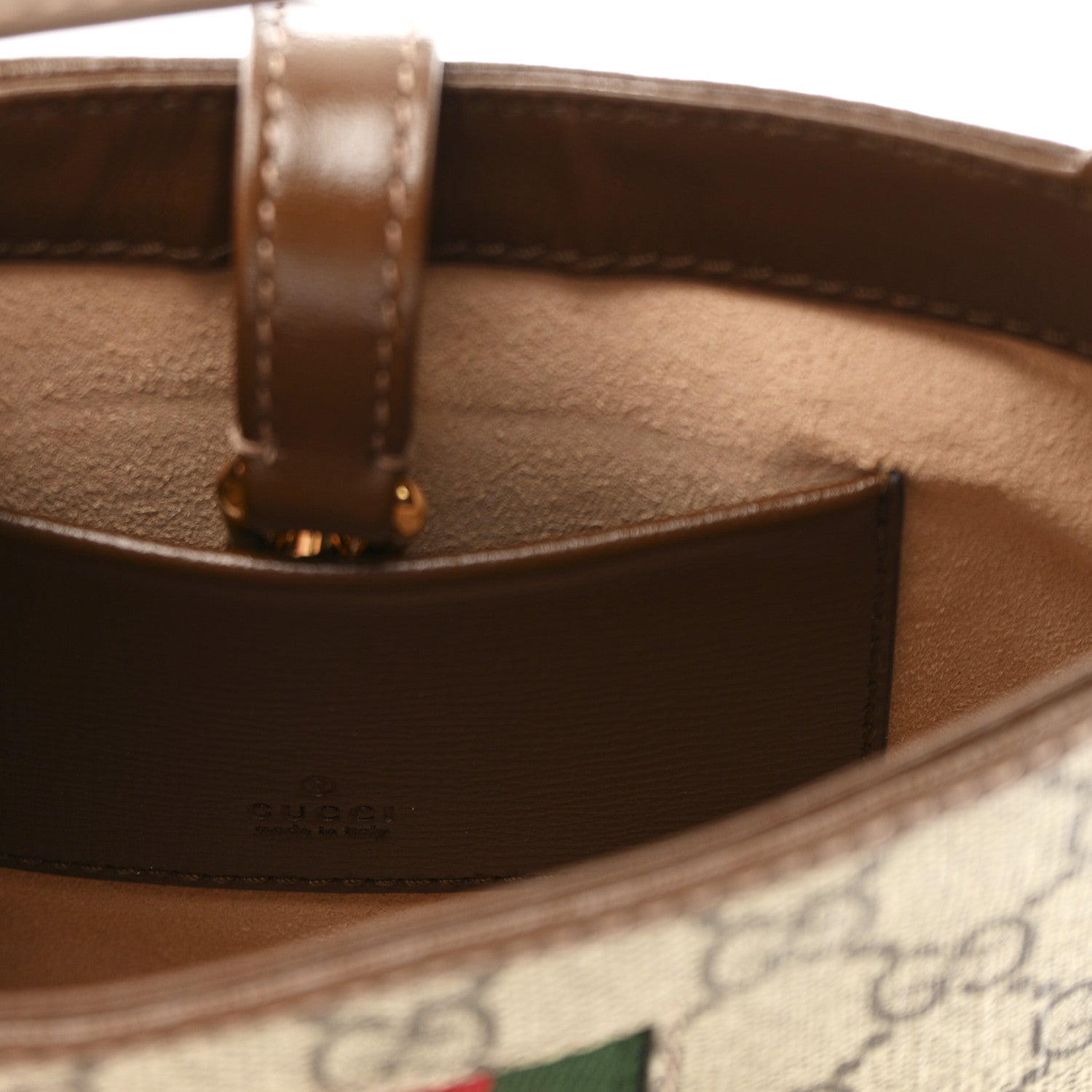 GG Supreme Monogram Azalea Calfskin Web Mini Jackie 1961 Hobo Beige Ebony Brown Sugar