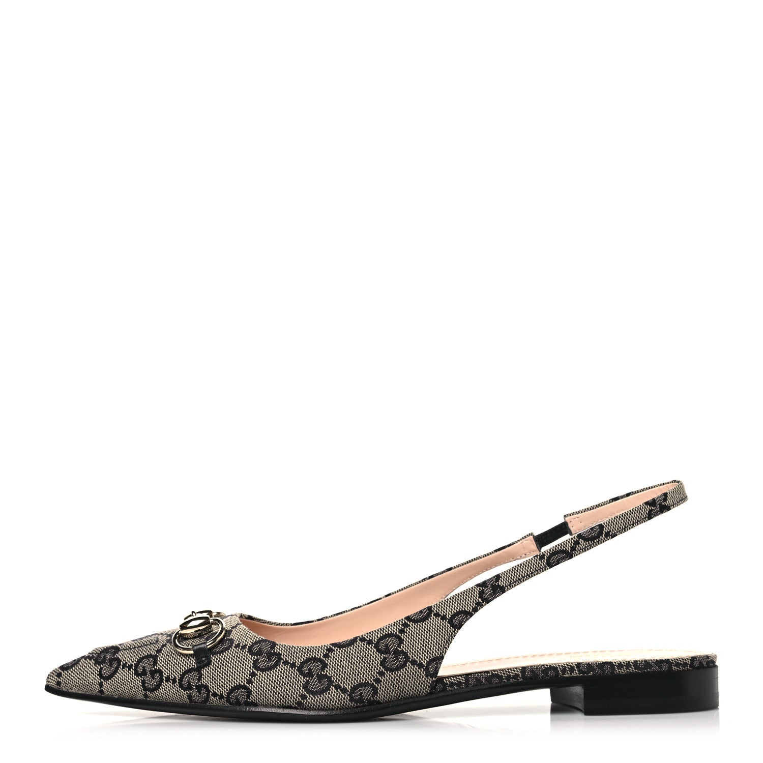 Monogram Horsebit Womens Slingback Ballet Flat 38.5 Beige Blue