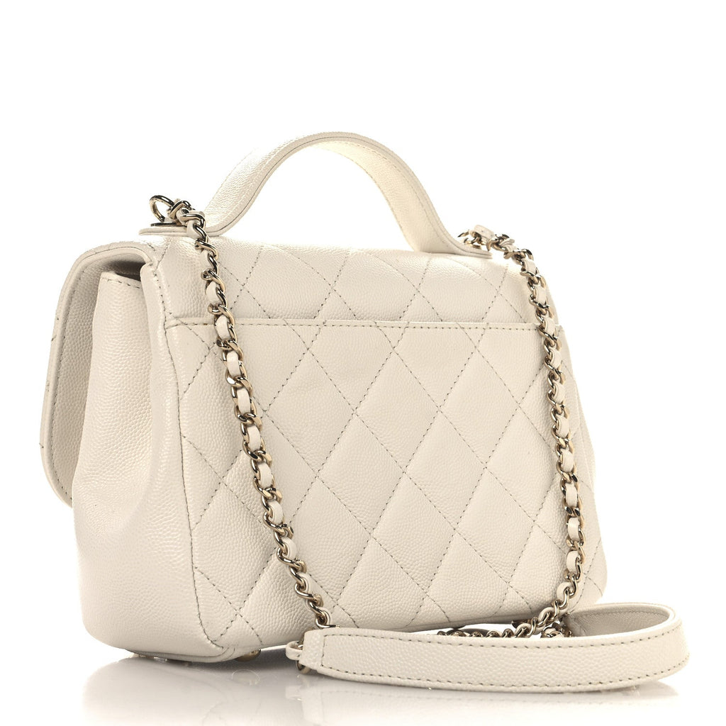 Caviar Quilted Small Business Affinity Flap White