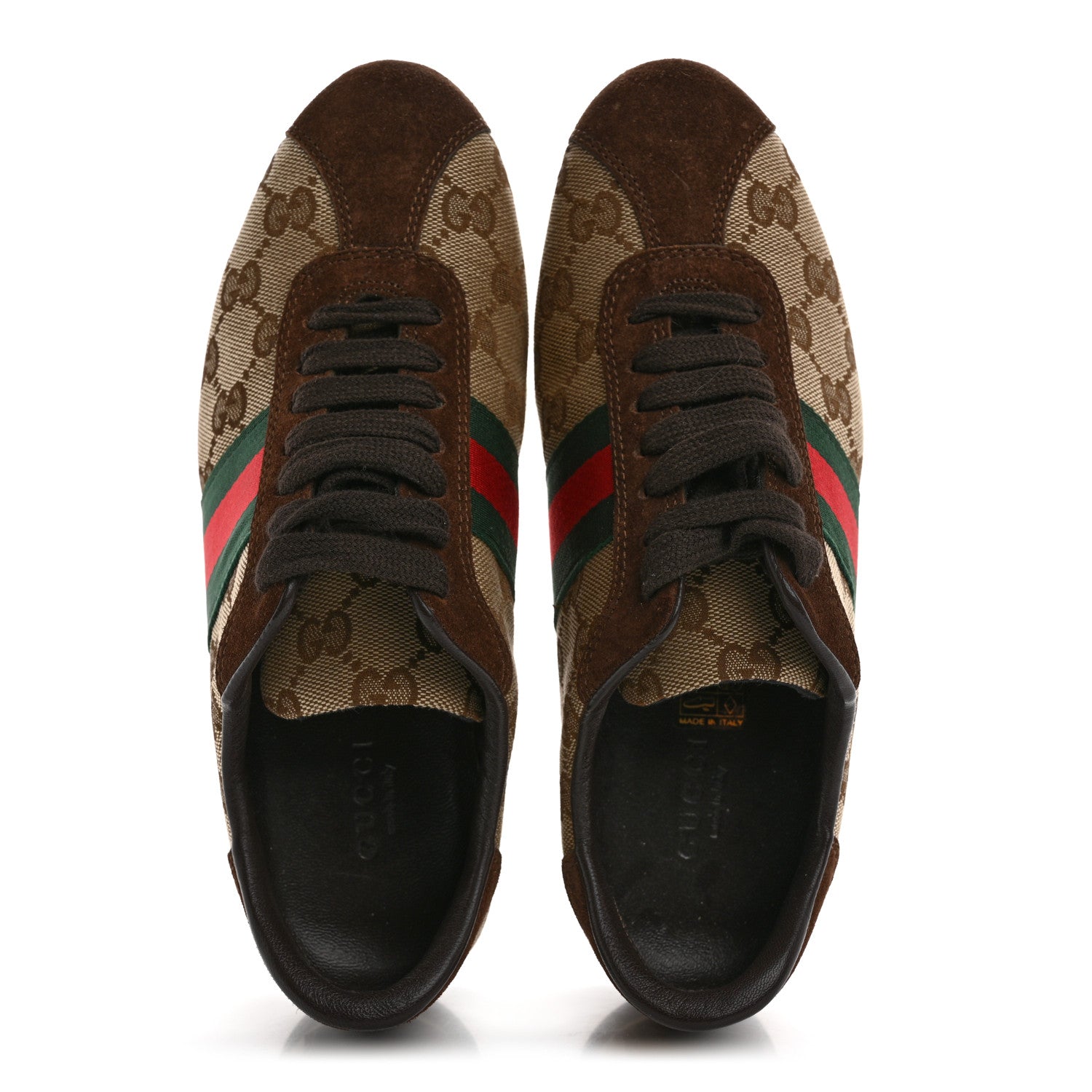 GG Monogram Suede Vintage Web Womens Sneakers 35.5 Dark Chestnut