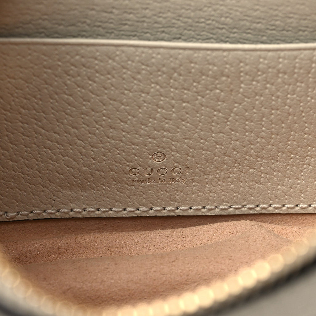 GG Supreme Monogram Textured Dollar Calfskin Web Mini Ophidia Half Moon Hobo Beige Ebony Mystic White