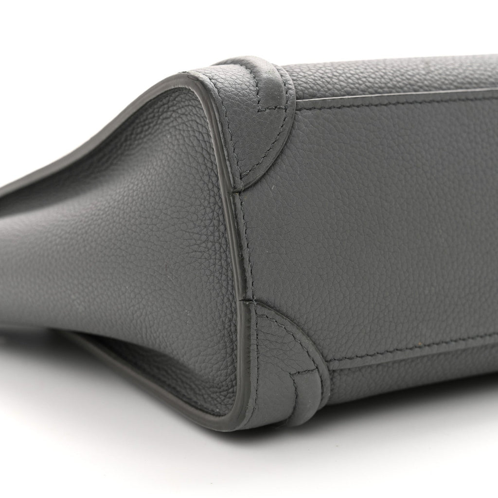 Drummed Calfskin Nano Luggage Kohl