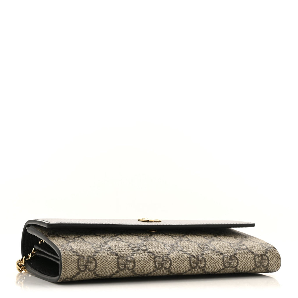 Dollar Calfskin GG Supreme Monogram Petite GG Marmont Wallet Chain Bag Black Beige Ebony