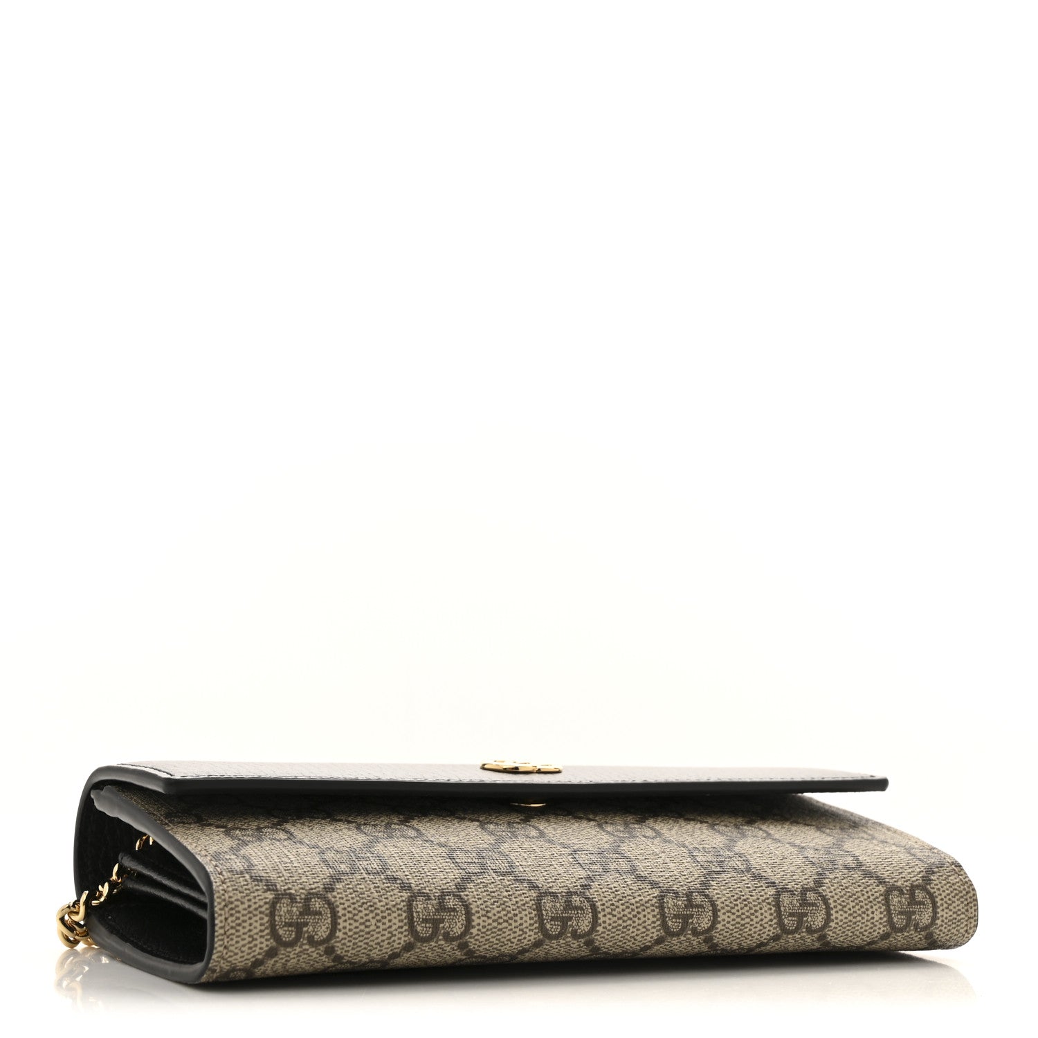 Dollar Calfskin GG Supreme Monogram Petite GG Marmont Wallet Chain Bag Black Beige Ebony
