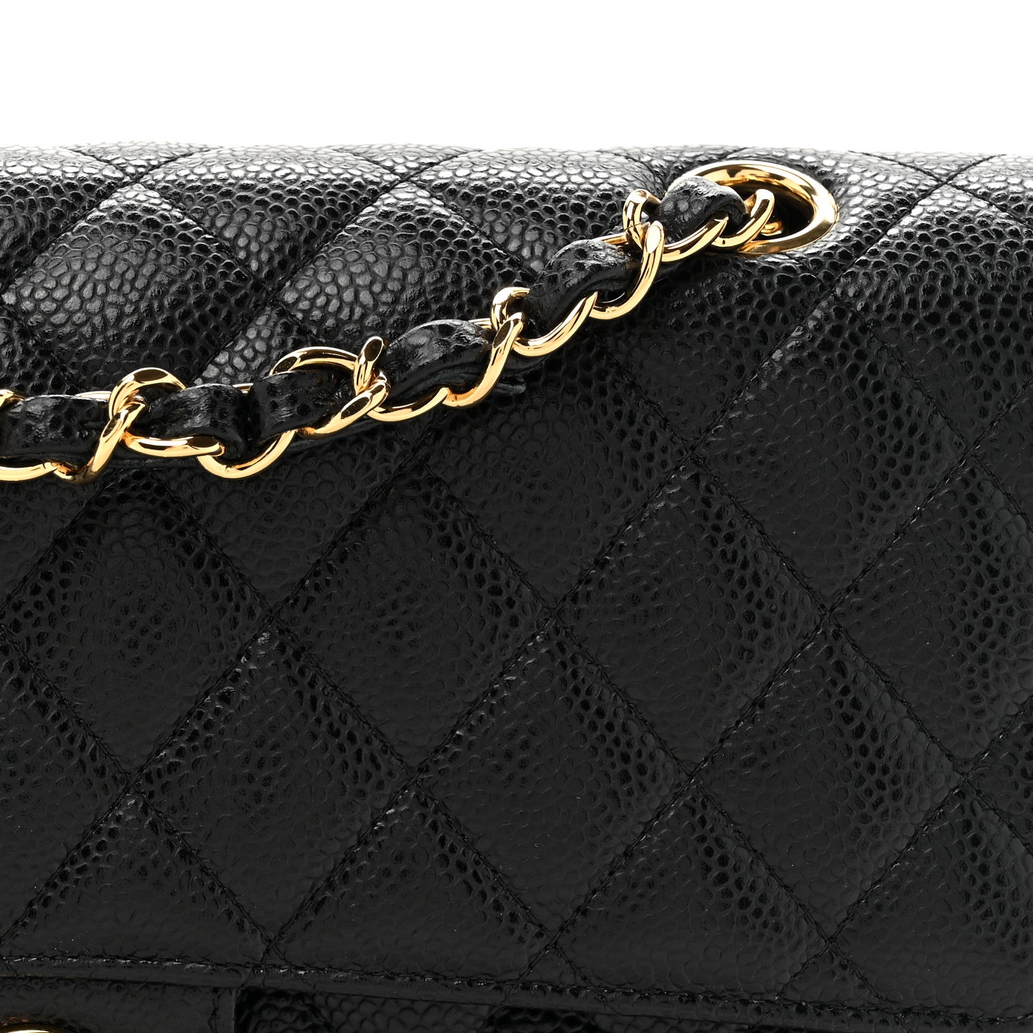 Caviar Quilted Medium Double Flap Black