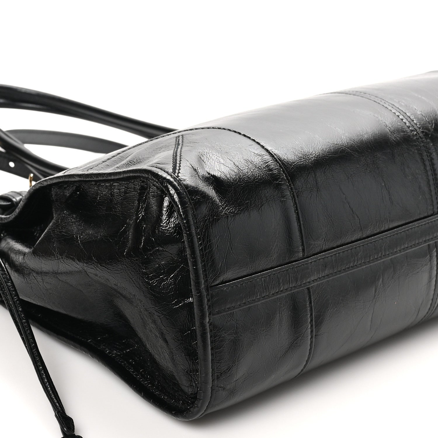 Glossy Calfskin Triangle Large Bonnie Shoulder Bag Black