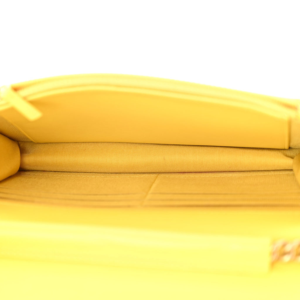 Caviar Quilted Boy Wallet On Chain WOC Yellow