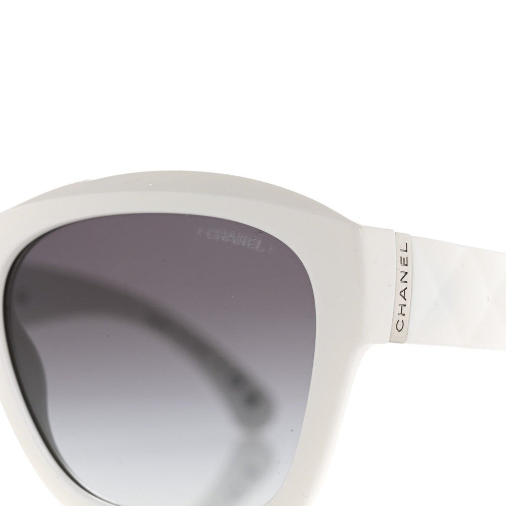 Acetate Metal Crystal Square Folding Sunglasses 6055-B White