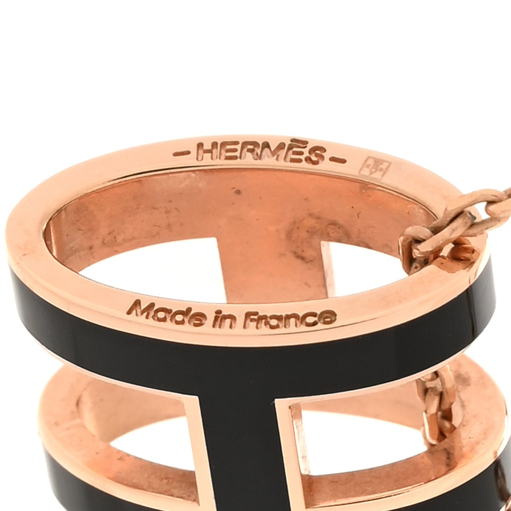 Lacquered Rose Gold Pop H Pendant Necklace Black