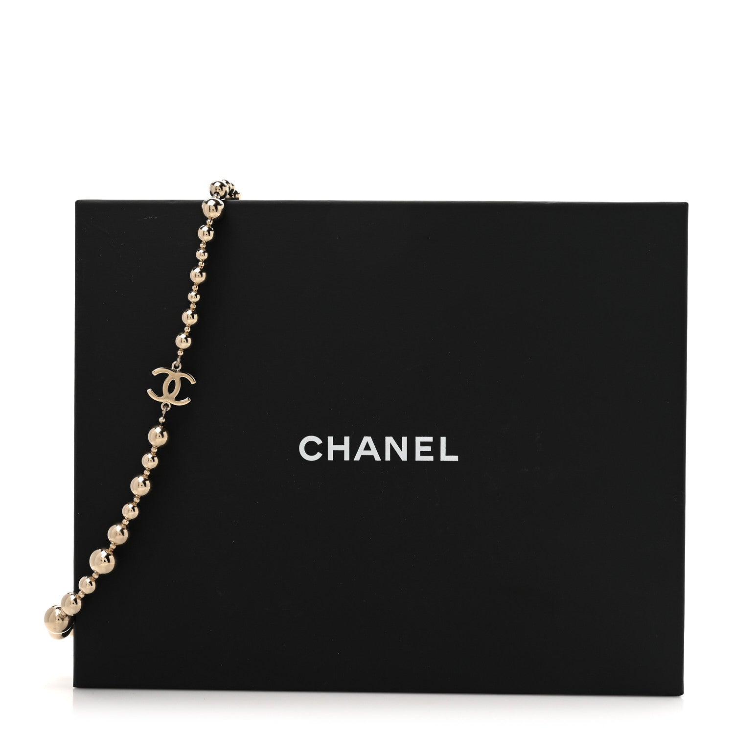 Metal Bead CC Necklace Gold