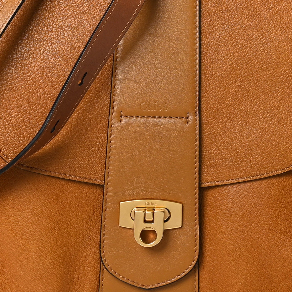 Grained Lambskin Medium Lexa Shoulder Bag Mustard Brown