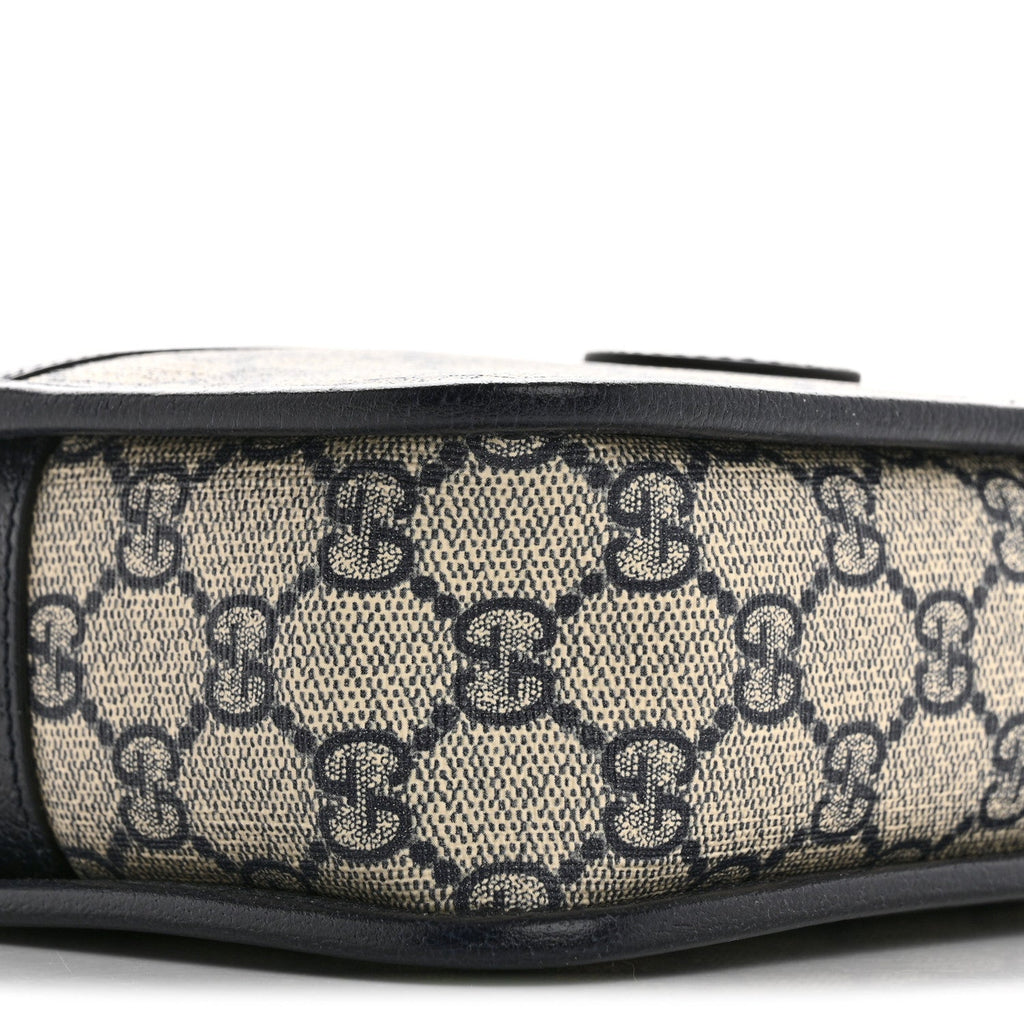 GG Supreme Monogram Textured Dollar Calfskin Mini Retro Interlocking G Shoulder Bag Beige Blue