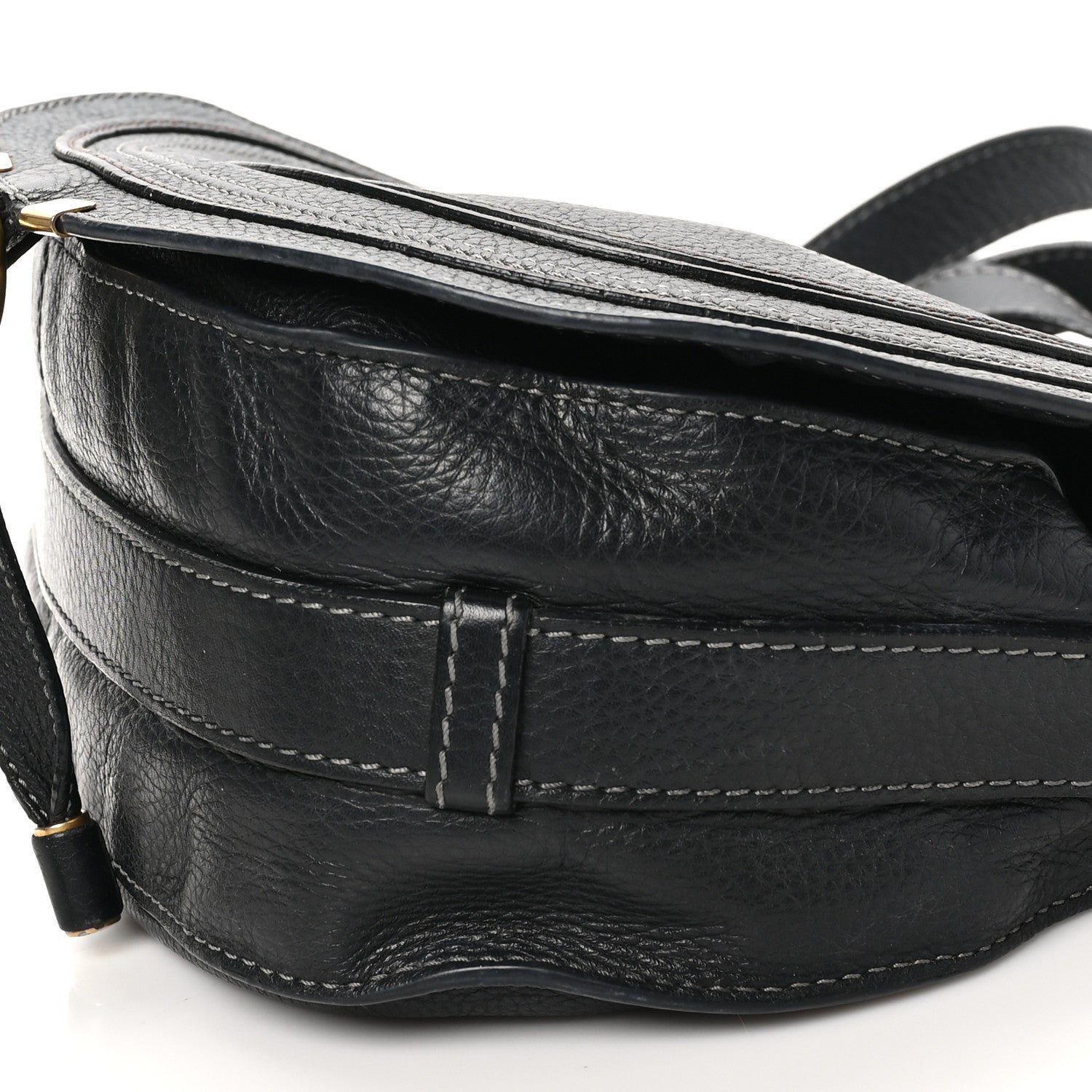 Calfskin Medium Marcie Round Crossbody Bag Black