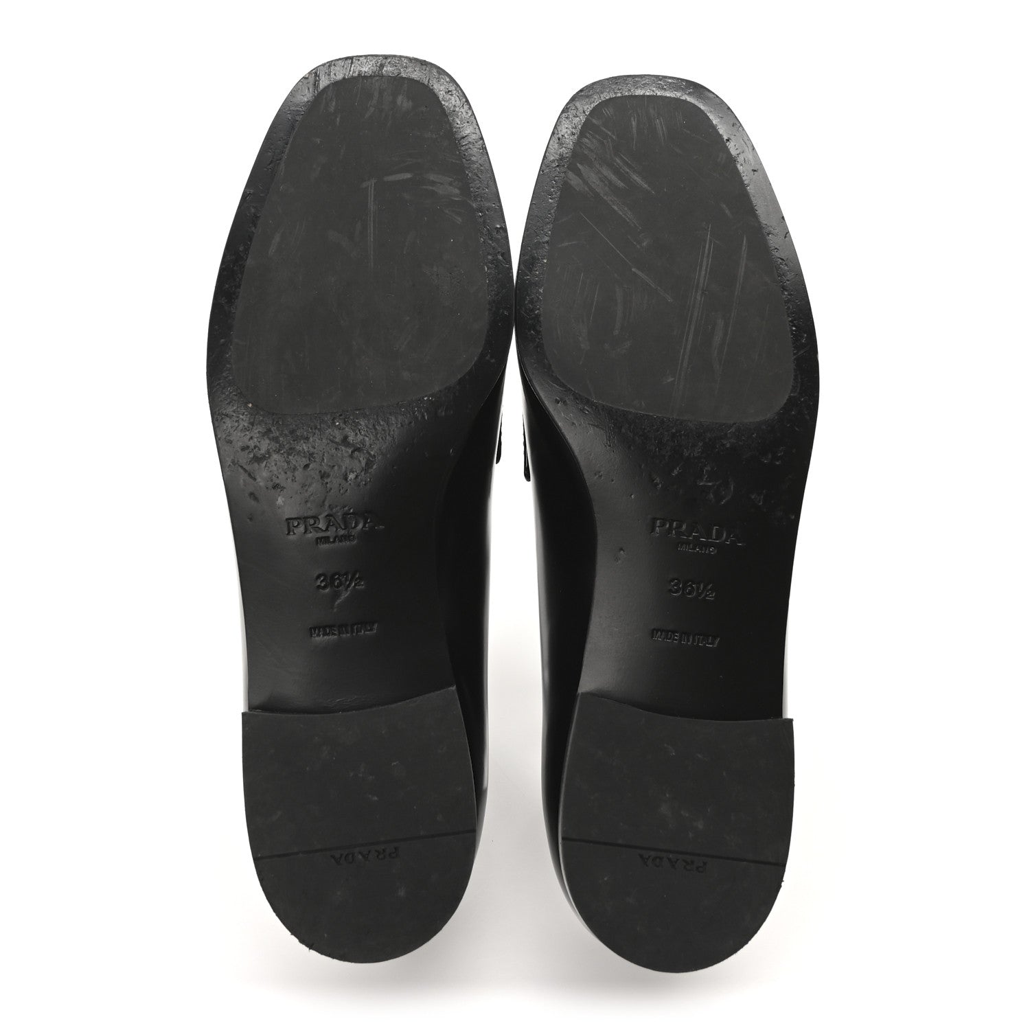 Brushed Calfskin Metal Triangle Logo 20mm Loafers 36.5 Black