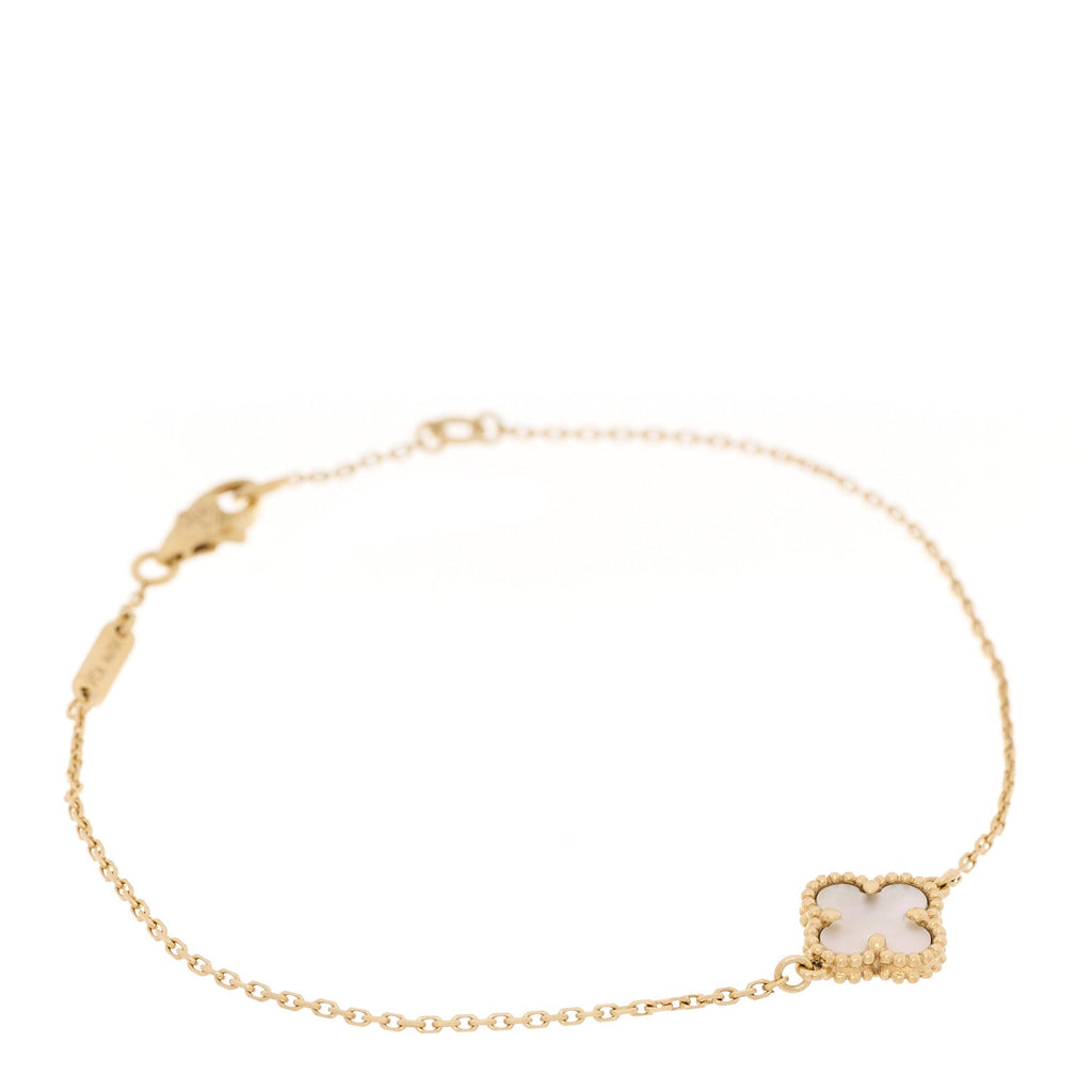 18K Yellow Gold Mother of Pearl Sweet Alhambra Bracelet