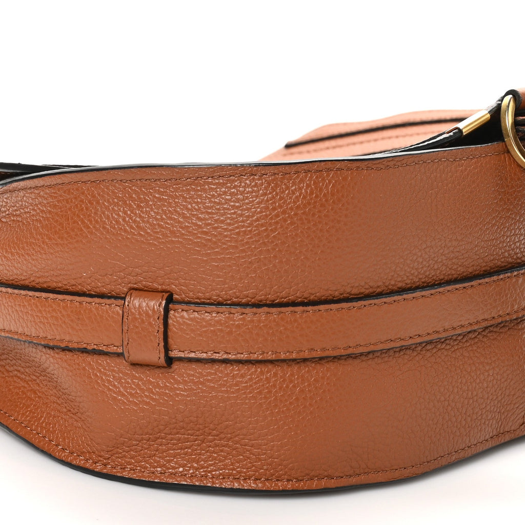 Grained Calfskin Medium Marcie Saddle Bag Tan