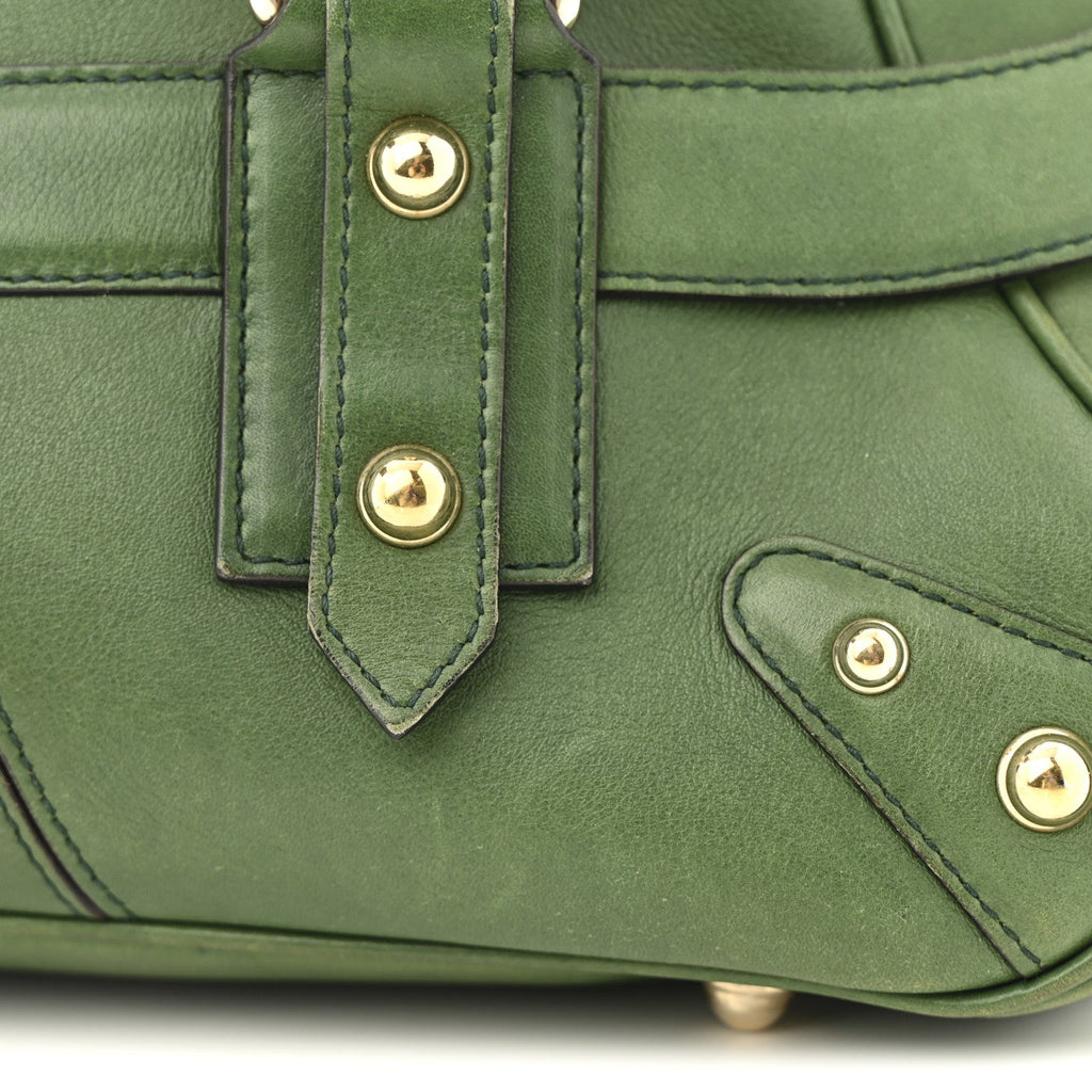 Calfskin Large Horsebit Chain Satchel Green