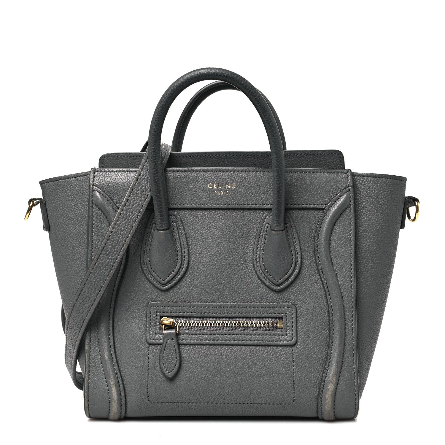 Drummed Calfskin Nano Luggage Kohl