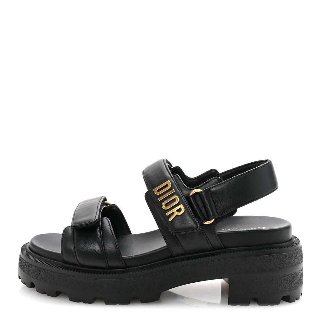 Lambskin Dioract Platform Sandals 36.5 Black
