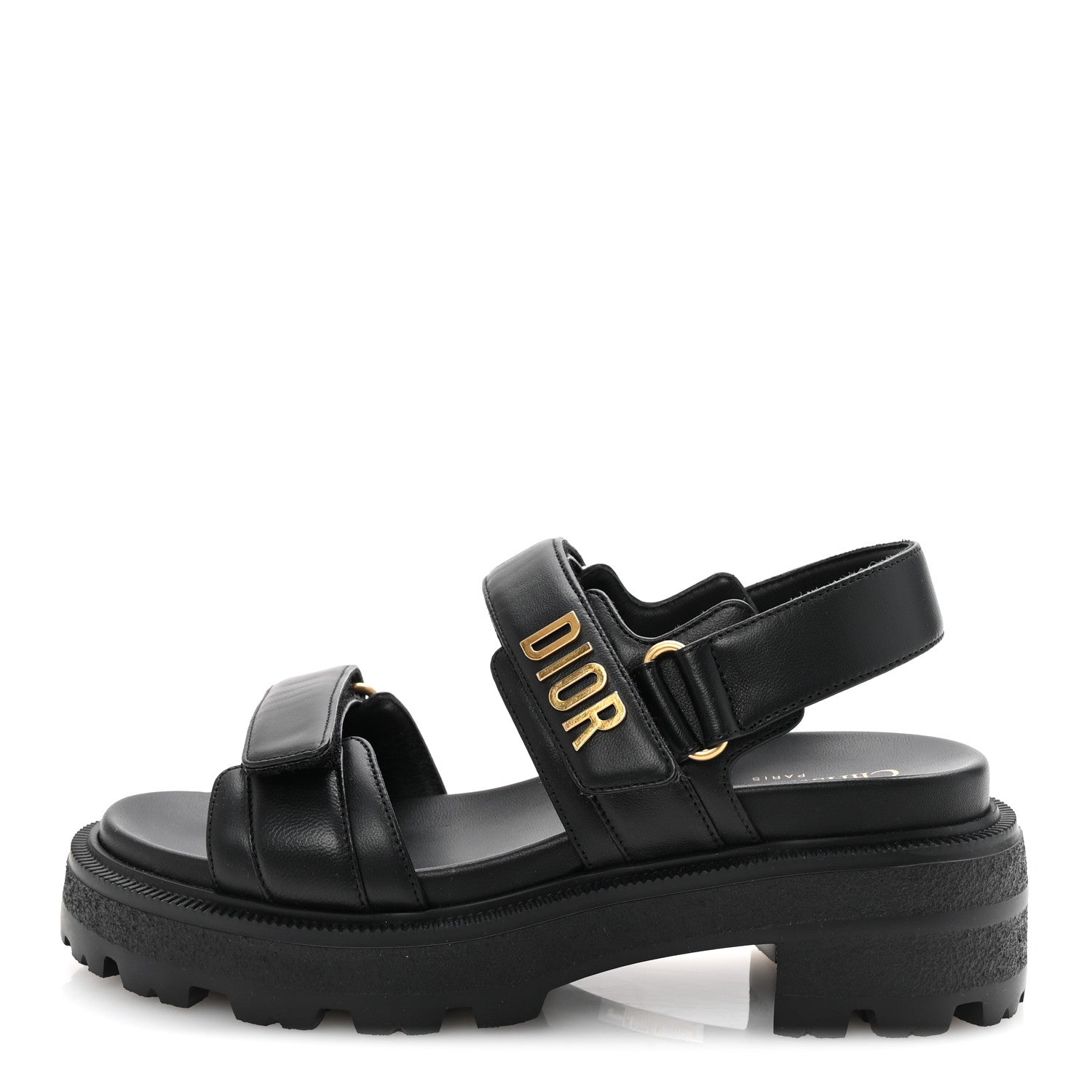 Lambskin Dioract Platform Sandals 36.5 Black
