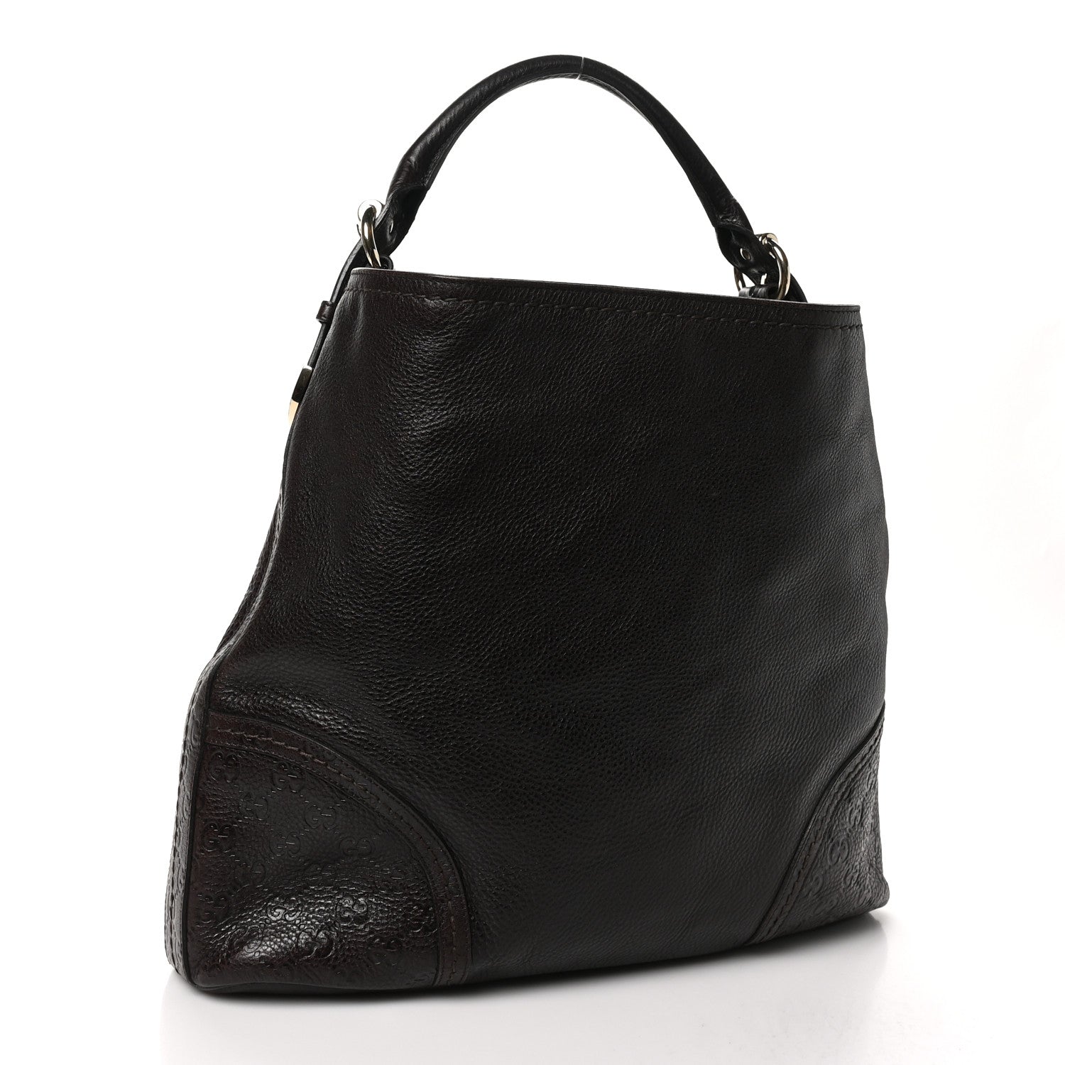 Calfskin Guccissima Trim Large Signoria Hobo Dark Brown