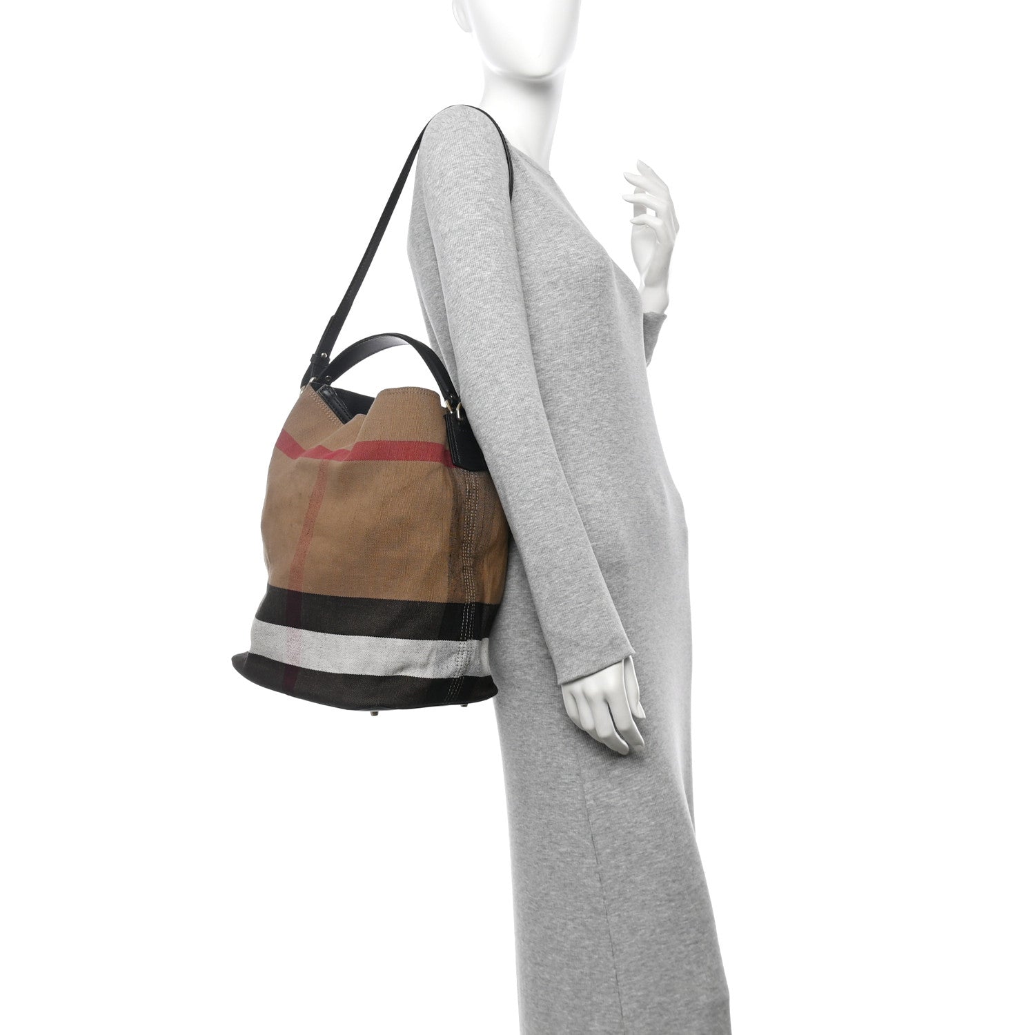 Canvas Mega Check Medium Ashby Hobo Black