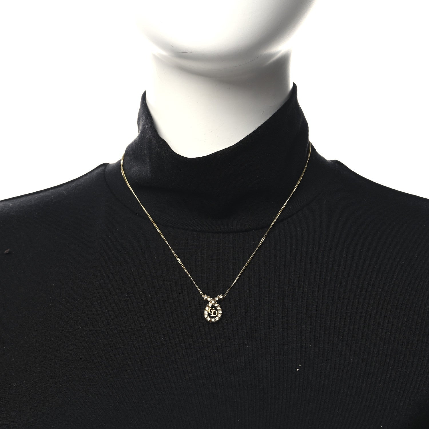 Metal Crystal CD Pendant Necklace Gold
