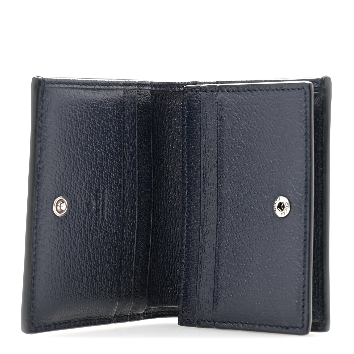 GG Supreme Monogram Textured Dollar Calfskin Web Ophidia Card Case Beige Blue