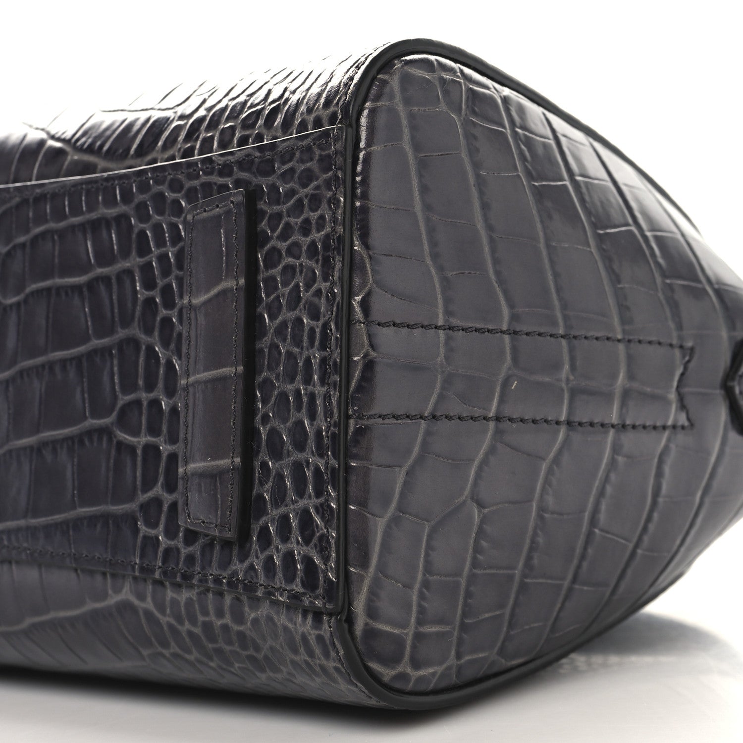 Calfskin Crocodile Embossed Mini Antigona Storm Grey