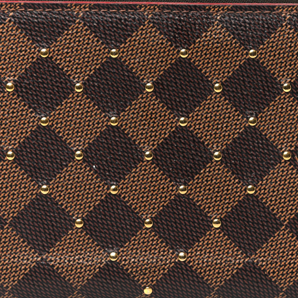 Damier Ebene Studded Zippy Wallet Cherry