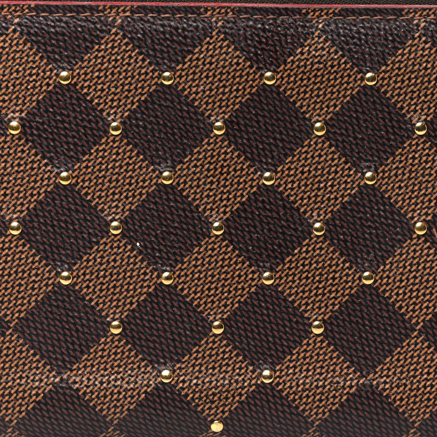 Damier Ebene Studded Zippy Wallet Cherry