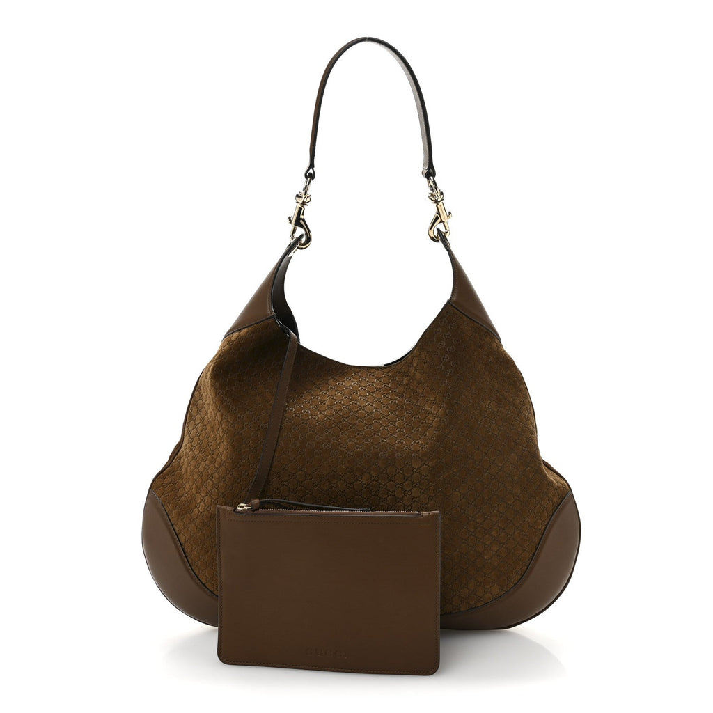 GG Suede B Large Shoulder Bag Brown