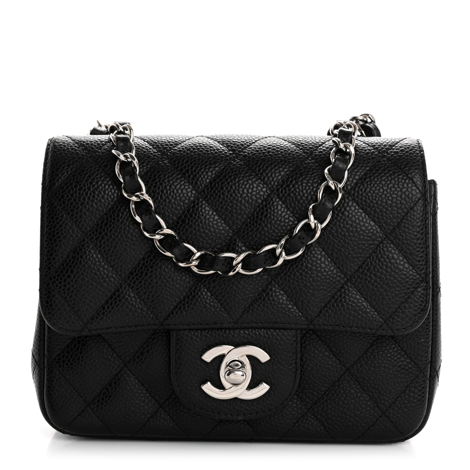 Caviar Quilted Mini Square Flap Black