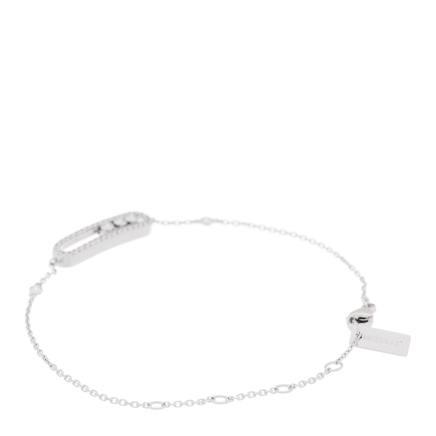 18K White Gold Diamond Classic Baby Move Pave Bracelet