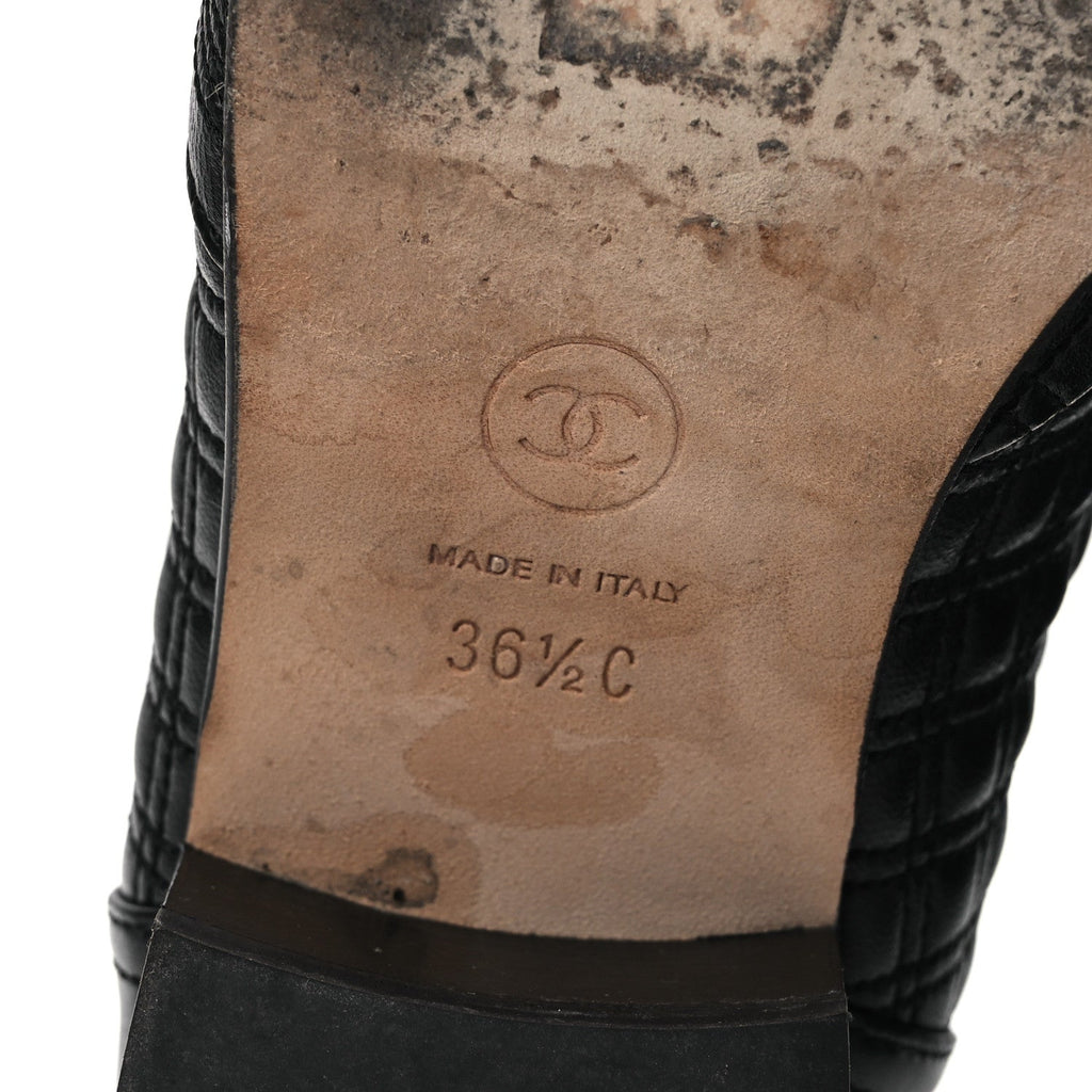 Lambskin Quilted Cap Toe Short Boots 36.5 Black